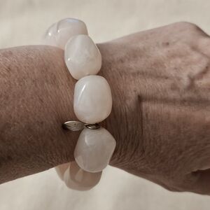 Rose Quartz Artisan Crafted Chunky Stretch Bracelet Faceted Beads .75"L Beads
